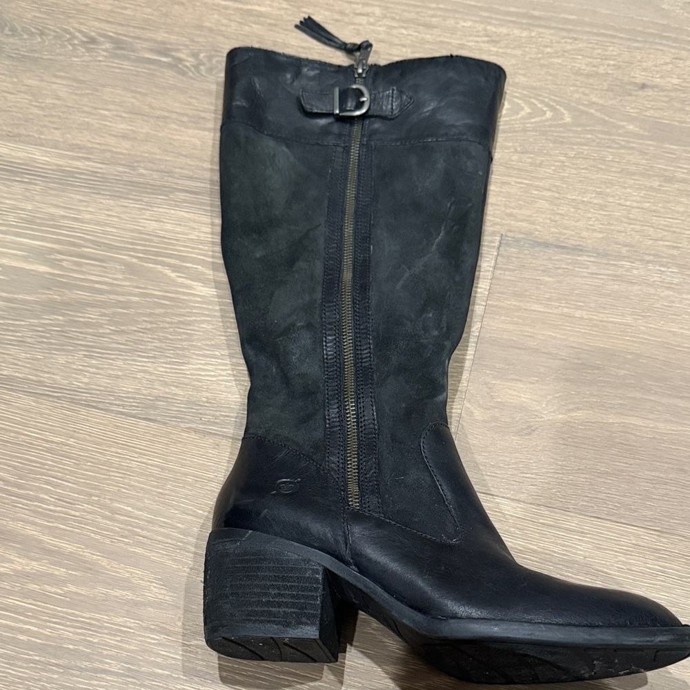 Born Black Suede Heeled Boots